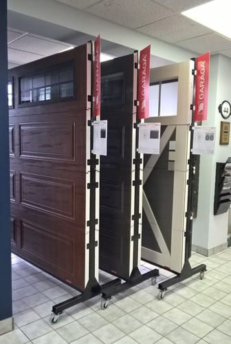 Showroom with Garaga Doors rack