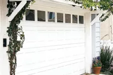 Garage door with flowers