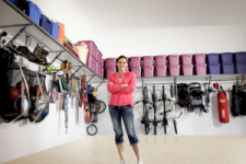 Woman in a tidy garage
